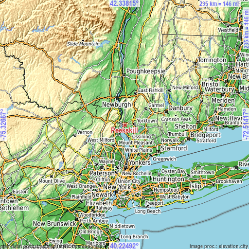 Topographic map of Peekskill