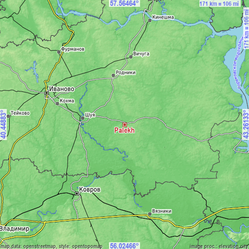 Topographic map of Palekh