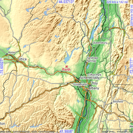 Topographic map of Perth