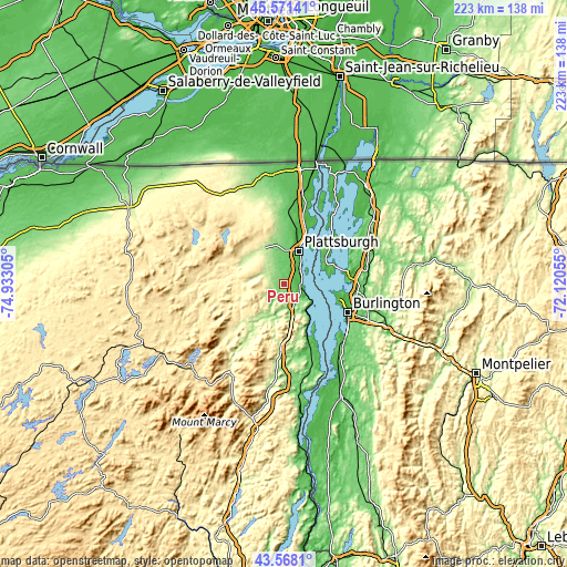 Topographic map of Peru