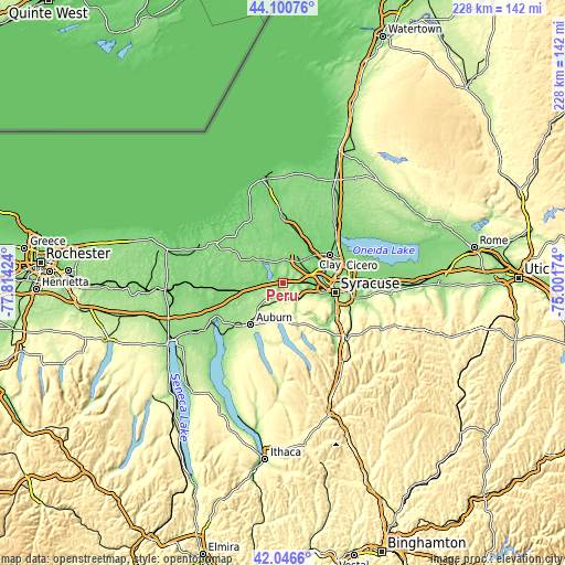 Topographic map of Peru