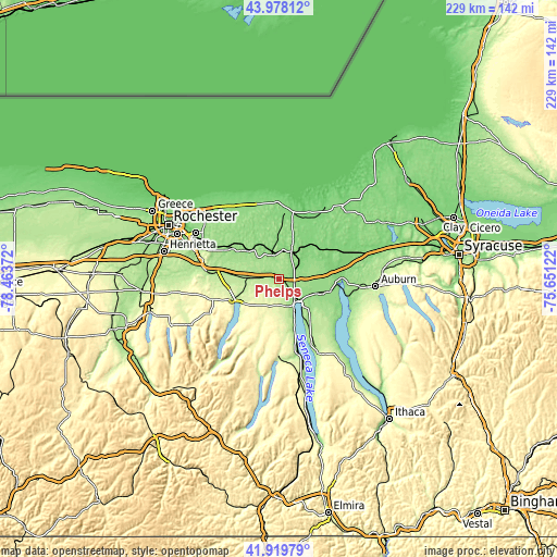 Topographic map of Phelps