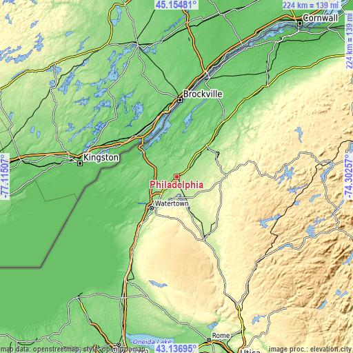 Topographic map of Philadelphia