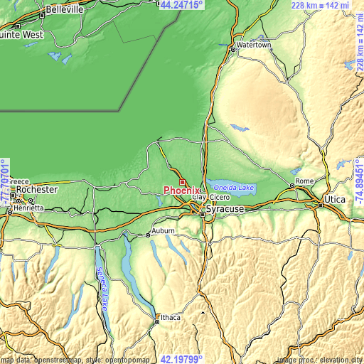 Topographic map of Phoenix