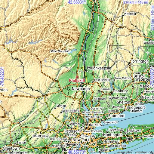 Topographic map of Plattekill