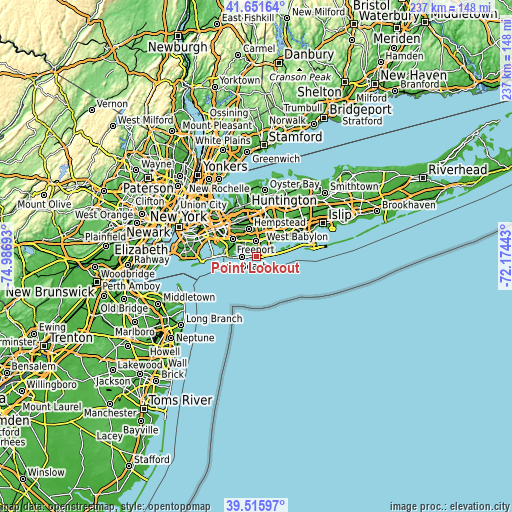 Topographic map of Point Lookout