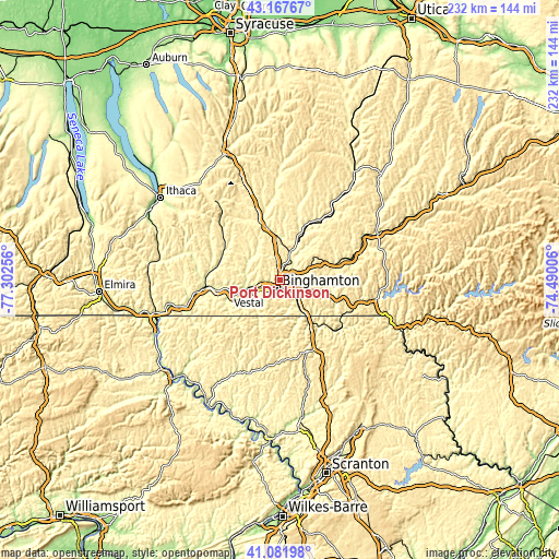 Topographic map of Port Dickinson