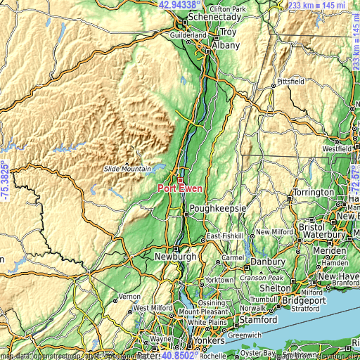 Topographic map of Port Ewen