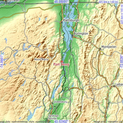 Topographic map of Port Henry