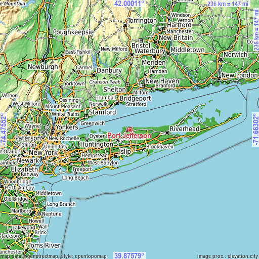 Topographic map of Port Jefferson