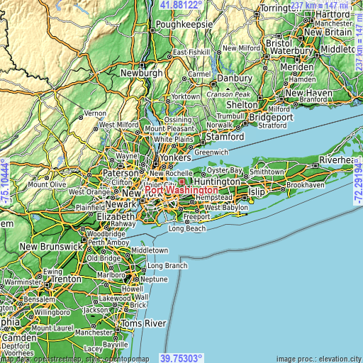 Topographic map of Port Washington