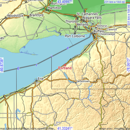 Topographic map of Portland