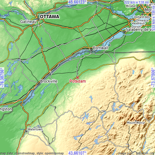 Topographic map of Potsdam