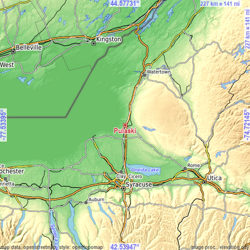 Topographic map of Pulaski