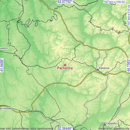 Topographic map of Pachelma