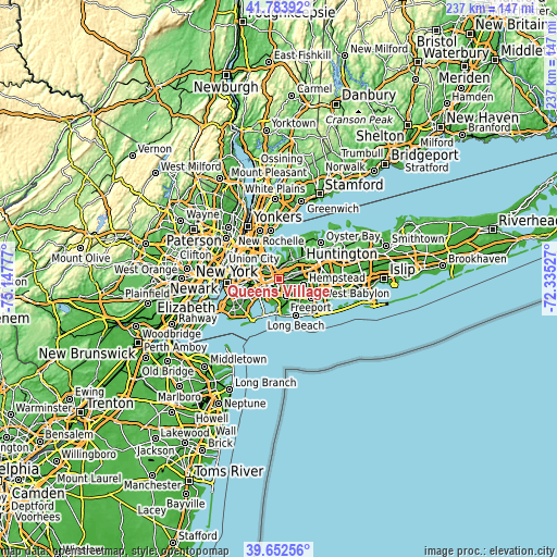 Topographic map of Queens Village