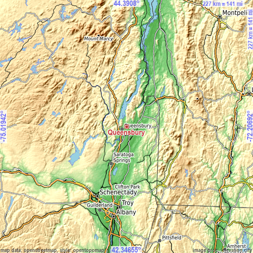 Topographic map of Queensbury