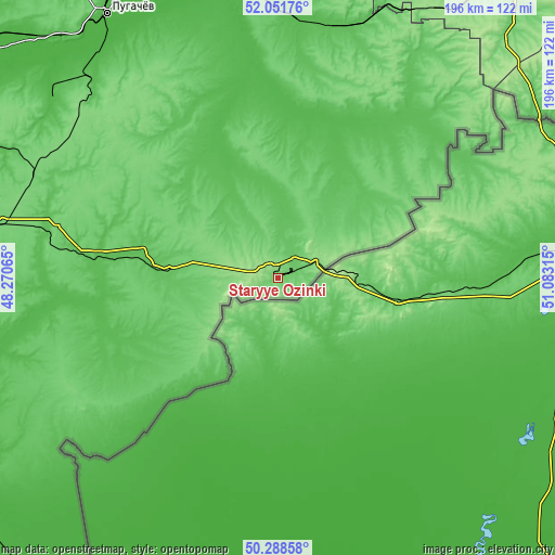 Topographic map of Staryye Ozinki