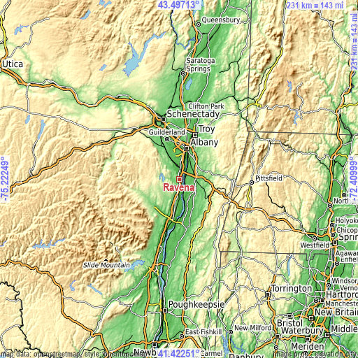 Topographic map of Ravena