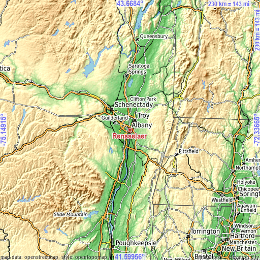 Topographic map of Rensselaer