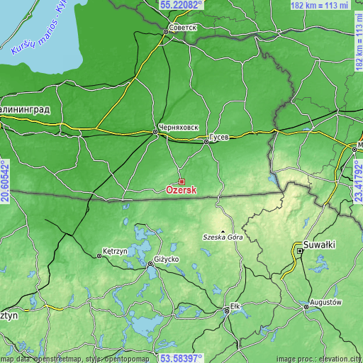 Topographic map of Ozërsk