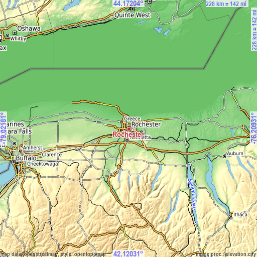 Topographic map of Rochester