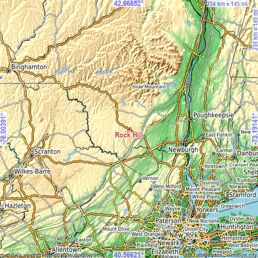 Topographic map of Rock Hill