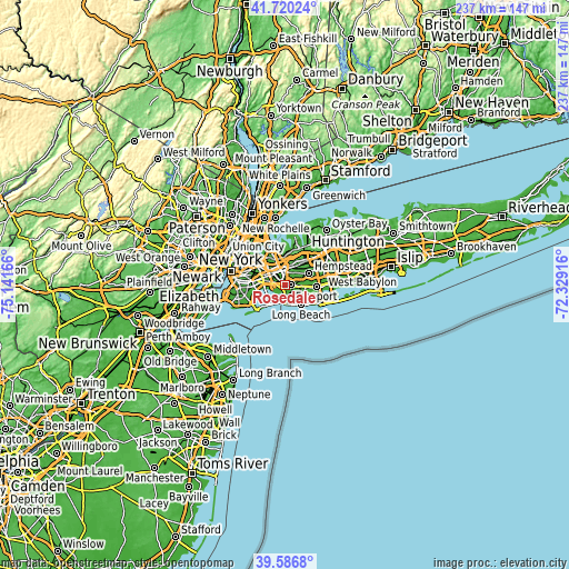 Topographic map of Rosedale