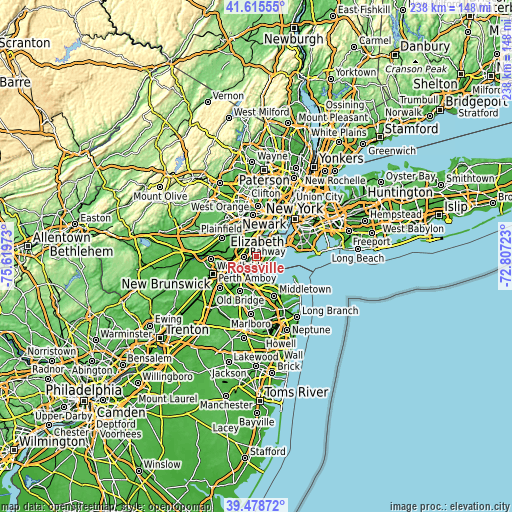 Topographic map of Rossville