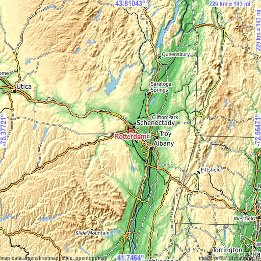 Topographic map of Rotterdam