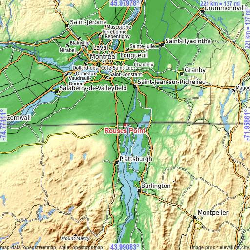 Topographic map of Rouses Point