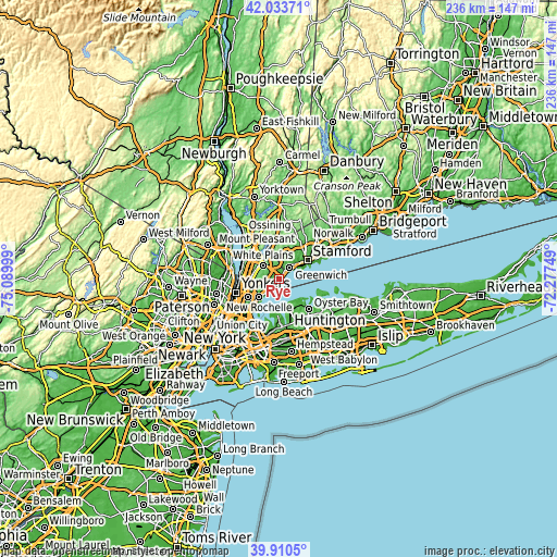 Topographic map of Rye