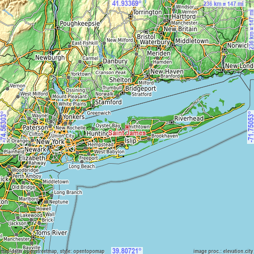 Topographic map of Saint James