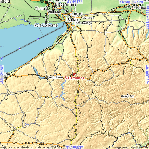 Topographic map of Salamanca