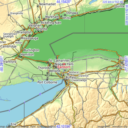 Topographic map of Sanborn