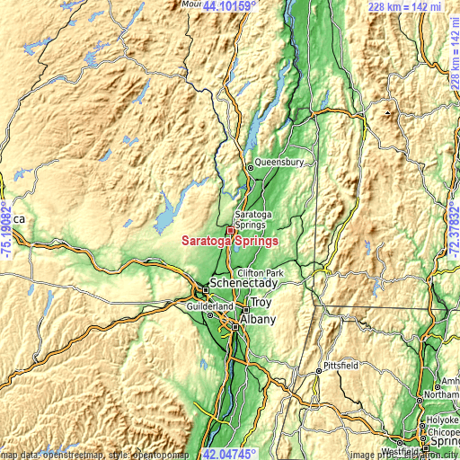 Topographic map of Saratoga Springs