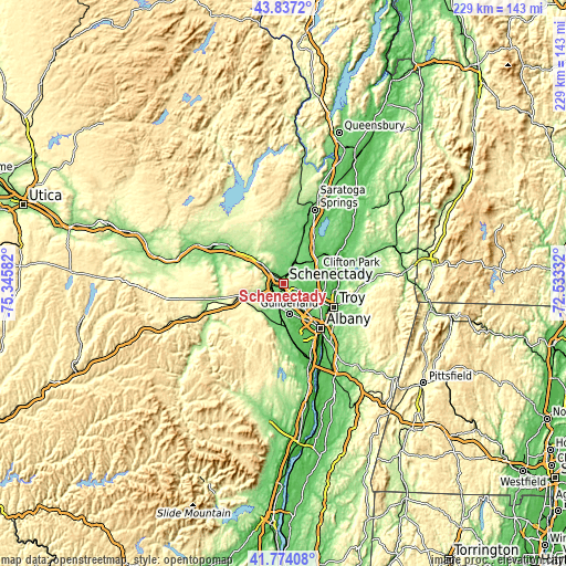 Topographic map of Schenectady