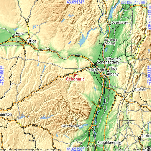 Topographic map of Schoharie