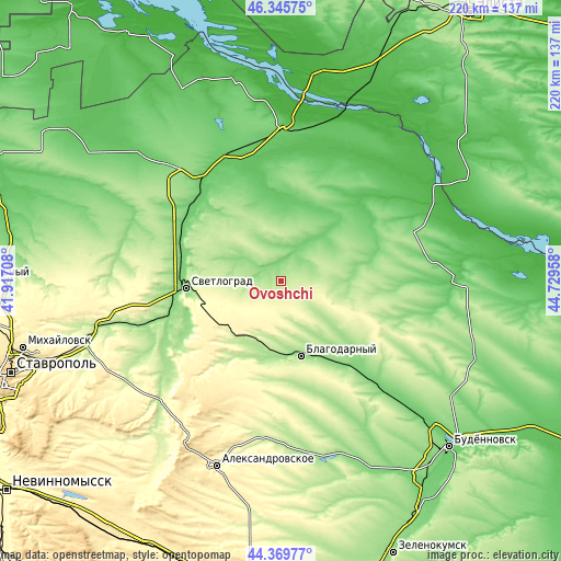 Topographic map of Ovoshchi