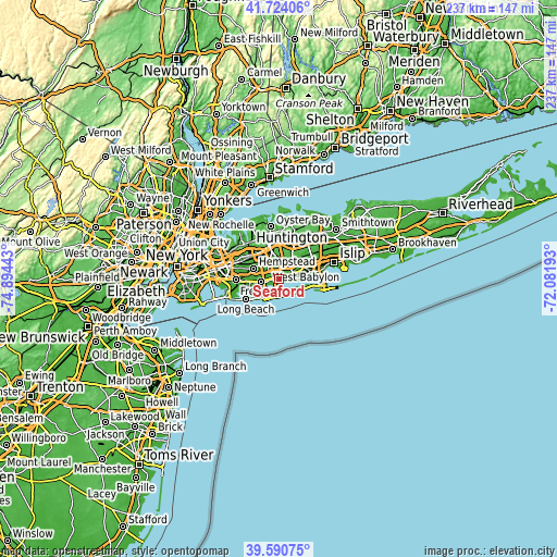 Topographic map of Seaford