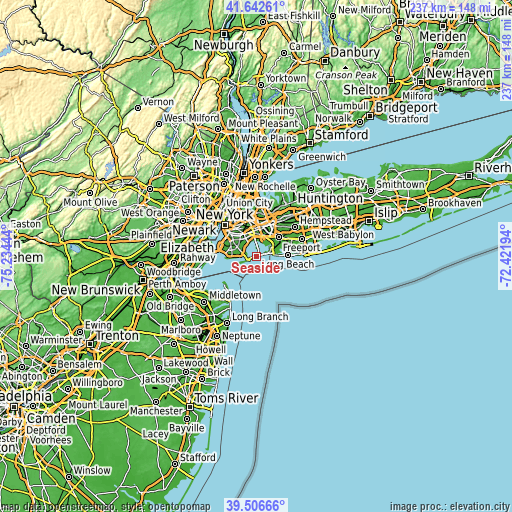 Topographic map of Seaside