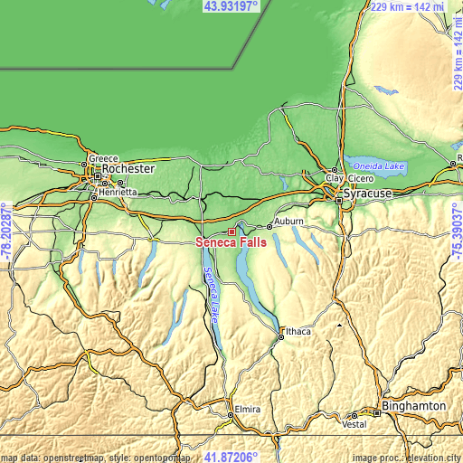 Topographic map of Seneca Falls