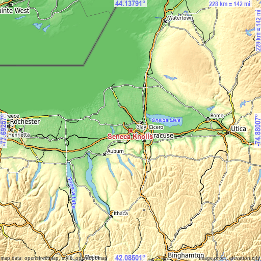 Topographic map of Seneca Knolls