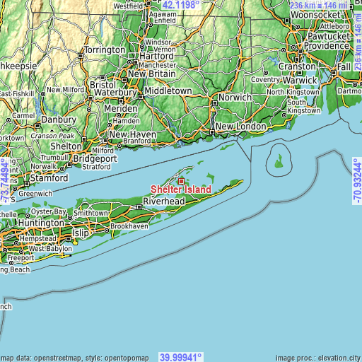 Topographic map of Shelter Island