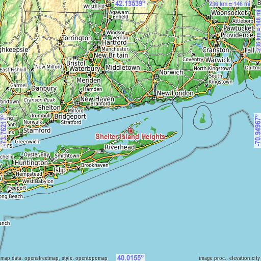 Topographic map of Shelter Island Heights