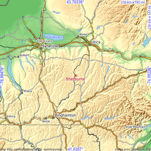 Topographic map of Sherburne