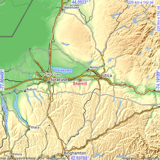 Topographic map of Sherrill