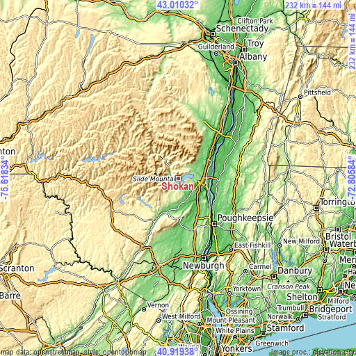 Topographic map of Shokan