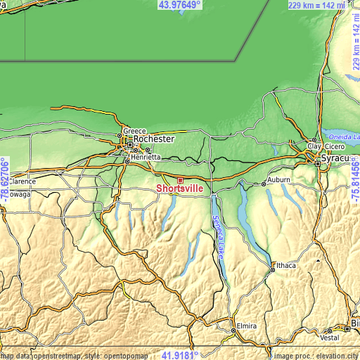 Topographic map of Shortsville