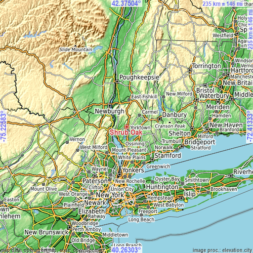 Topographic map of Shrub Oak